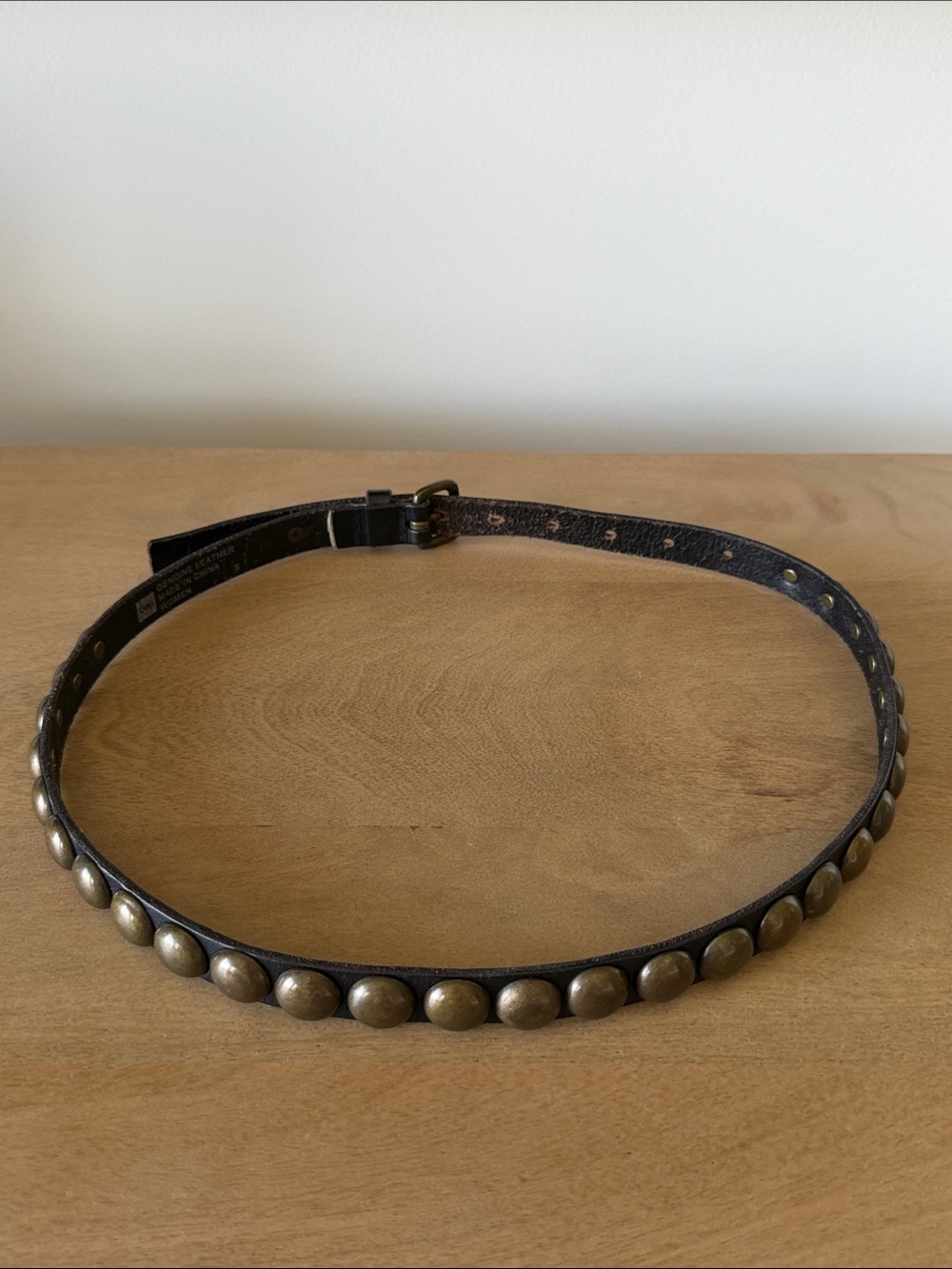 Vintage Gap Genuine Leather Studded Belt in Dark Brown